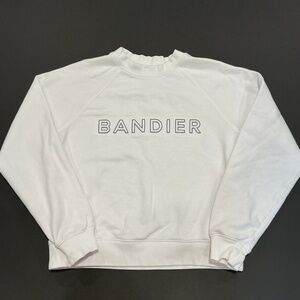 Bandier Logo Crewneck Sweatshirt Womens XS White Cropped Athleisure